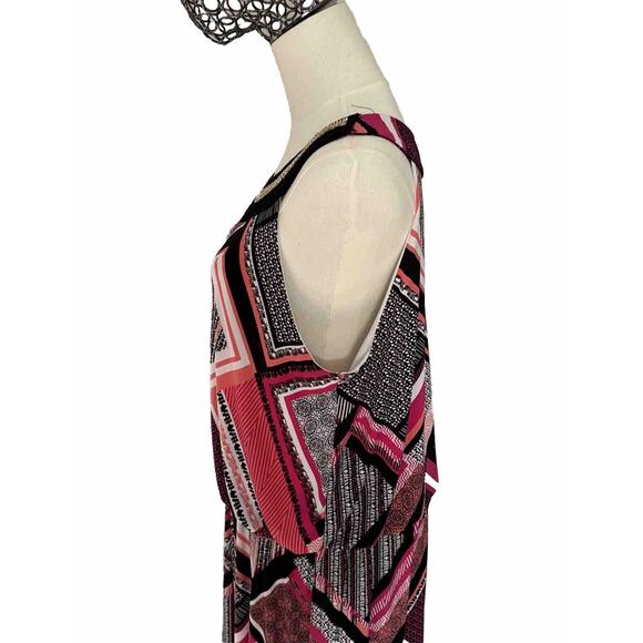 Women’s Liquid Knit Dress Embellished Multicolor Long Sleeveless Geometric Sz L - Picture 13 of 16